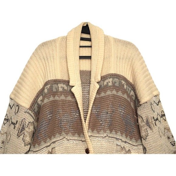 Vintage BOGNER Cardigan Aztec Cat Print Nordic Outdoor Mohair Sweater WOMENS 10 - Picture 2 of 11